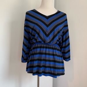 ELLA MOSS- Blue stripe peplum top